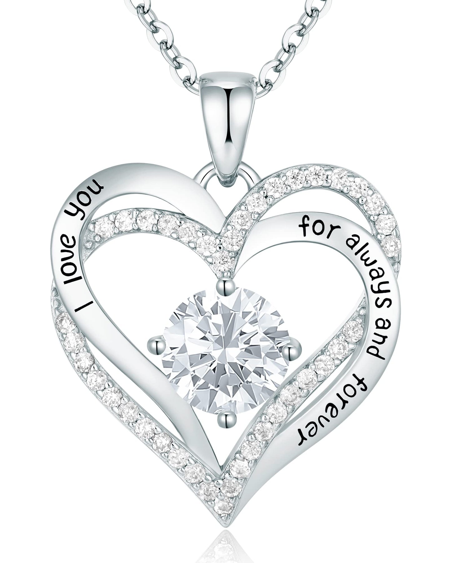 CDE Forever Love Heart Necklaces for Women, Wedding Anniversary, Valentine's，Birthday Mothers Christmas Day Gifts for Mom, Mother, Wife, S925 Silver Jewelry with Birthstone Pendant