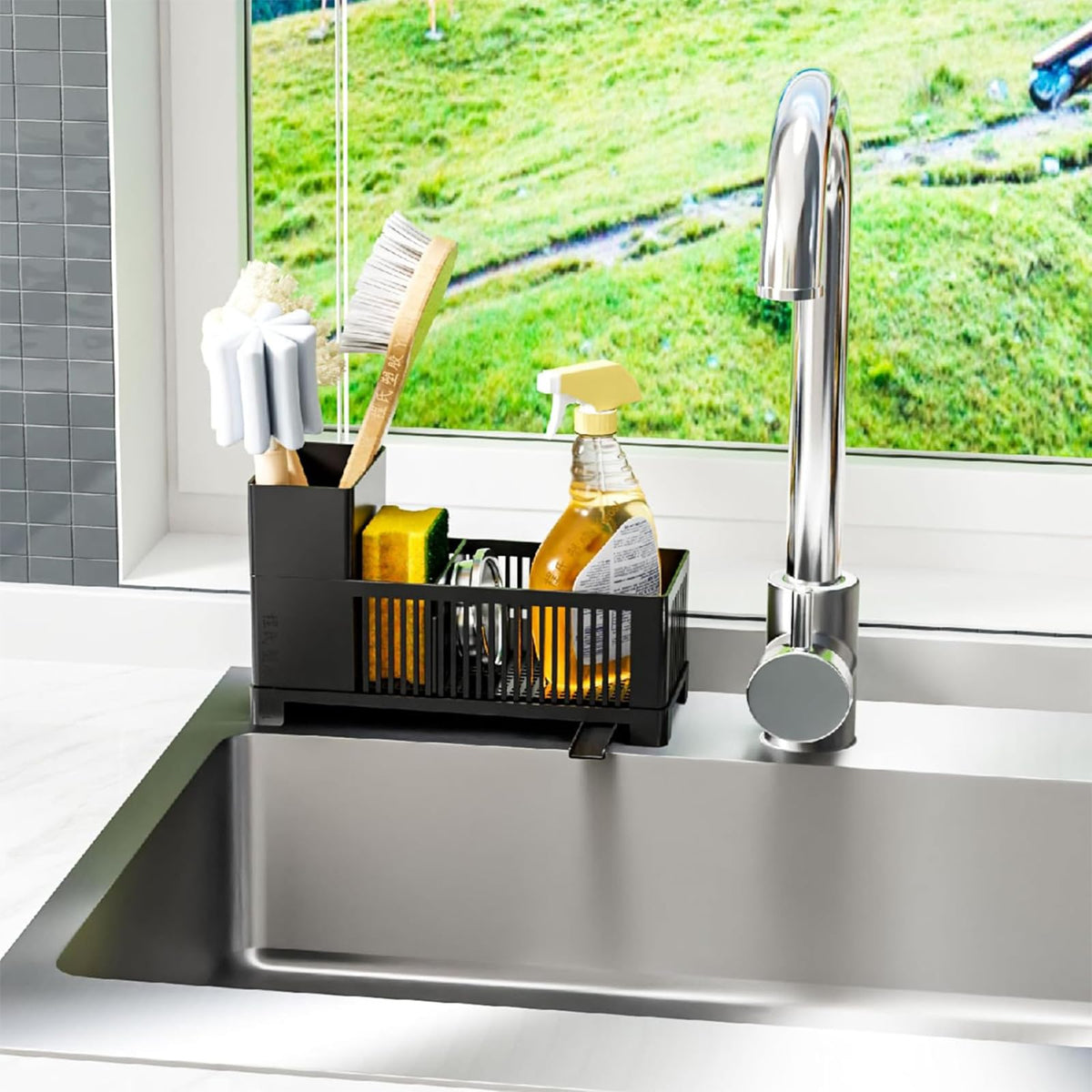 SuoXing Rustproof Kitchen Sink Organizer,Multifunctional Sink Organizer Caddy