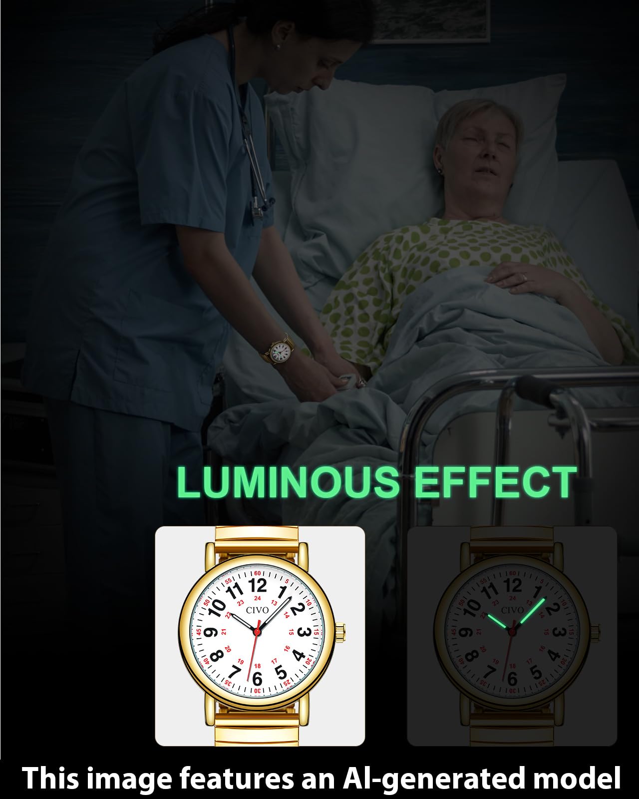CIVO Nurse Watches for Women Men: Analog Waterproof Watch with Easy Read Dial Second Hand - Gifts for Nurses Medical Student Doctors