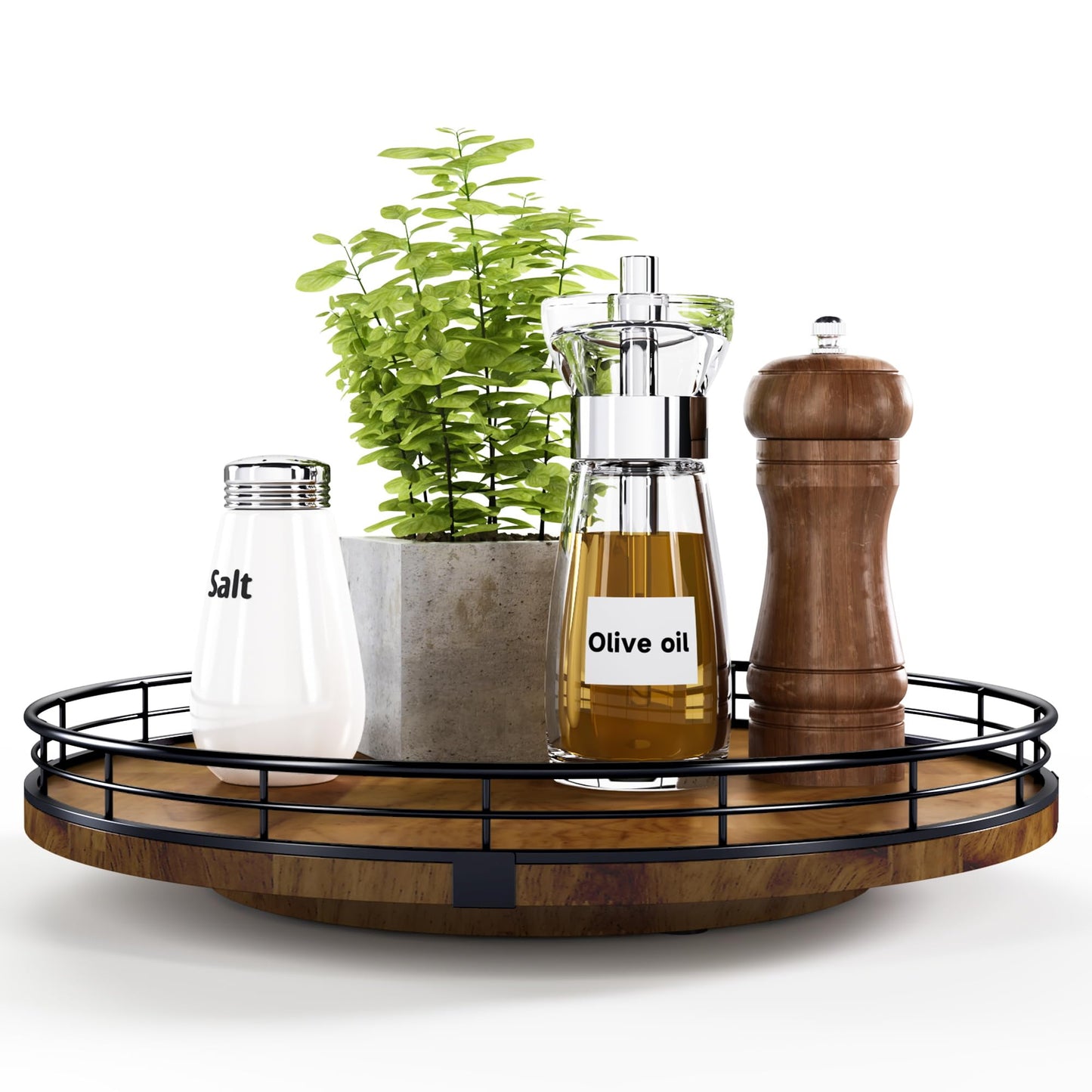AMH Lazy Susan Wooden Organizer for Table Top