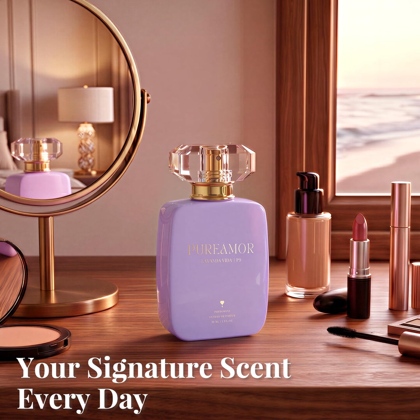 PUREAMOR Pheromone Perfume for Women, Moonlight Mellow Extrait de Parfum - Long Lasting Sweet Floral Gourmand Scent, 30% High Concentration, Full Size Fragrance Spray, 1.0 oz / 30 ml
