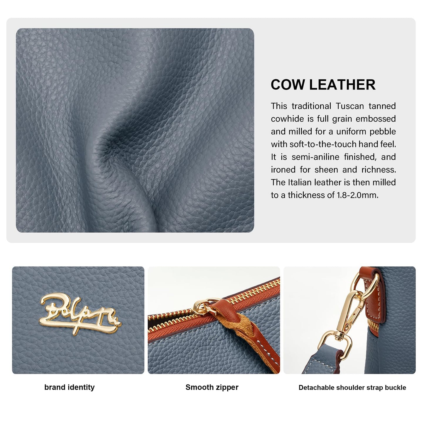 BOYATU Leather Crossbody Bag for Women: Designer Shoulder Purse for Travel - Trendy Genuine Leather Handbag for Everyday