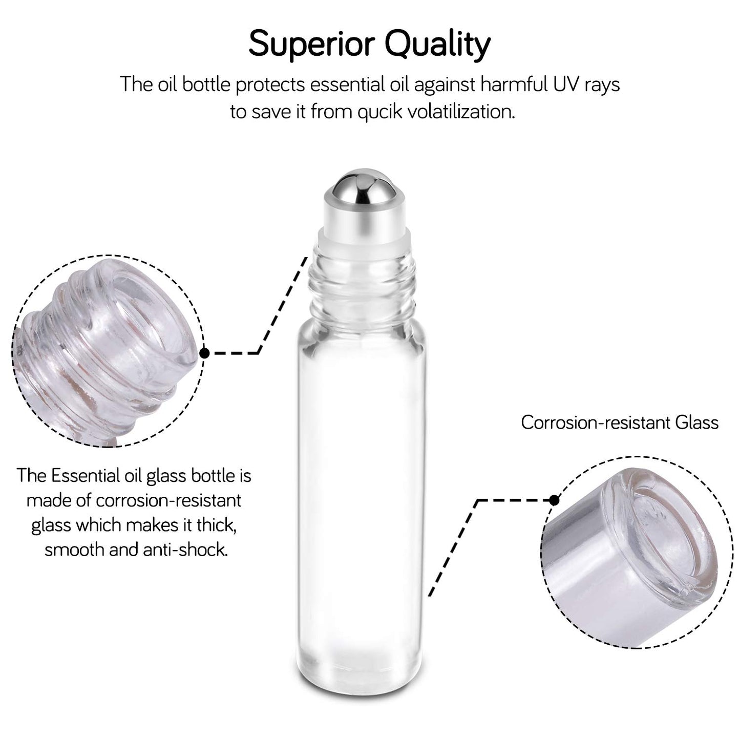 PrettyCare 4 Pack Amber Glass Oil Roller Bottles for Essential Oils 10ml, Roll On Bottles with Stainless Steel Roller Ball Leak-Proof Perfume Travel Refillable Bottle Empty, Beauty & Personal Care