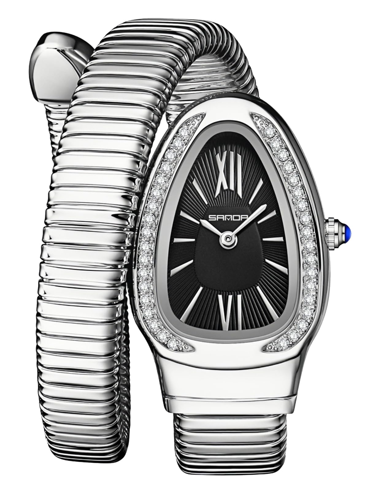 Gosasa Snake Bracelet Watch for Women, Elegant Wrap Around Bangle Wristwatch, Fashion Jewelry Style Quartz Watch, Adjustable Cuff Serpenti Watch for Dress & Gift