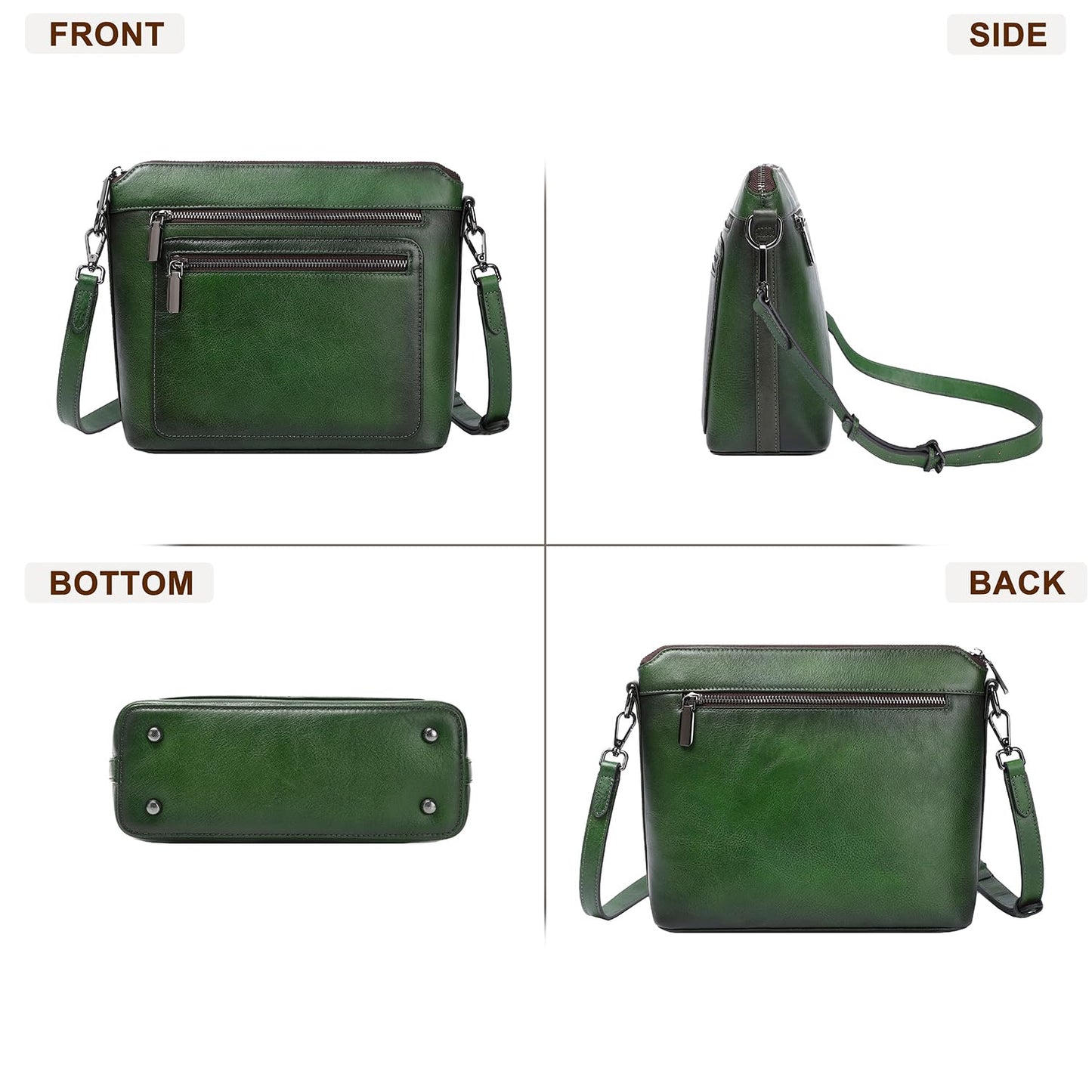 COOLCY Genuine Leather Crossbody Bags for Women Purses and Handbags for Ladies with Multiple Pockets Shoulder Satchel Bag