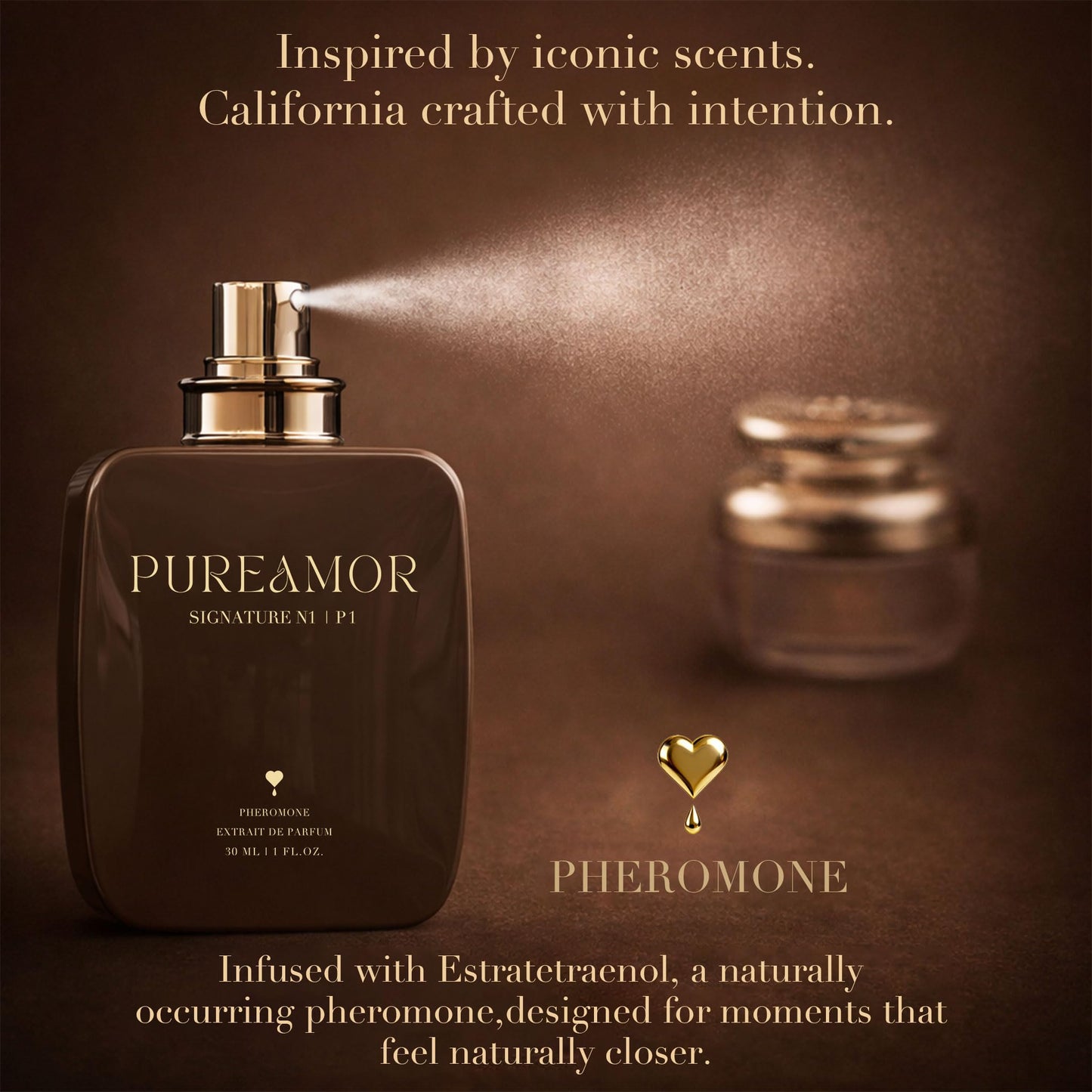 PUREAMOR Pheromone Perfume for Women, Moonlight Mellow Extrait de Parfum - Long Lasting Sweet Floral Gourmand Scent, 30% High Concentration, Full Size Fragrance Spray, 1.0 oz / 30 ml
