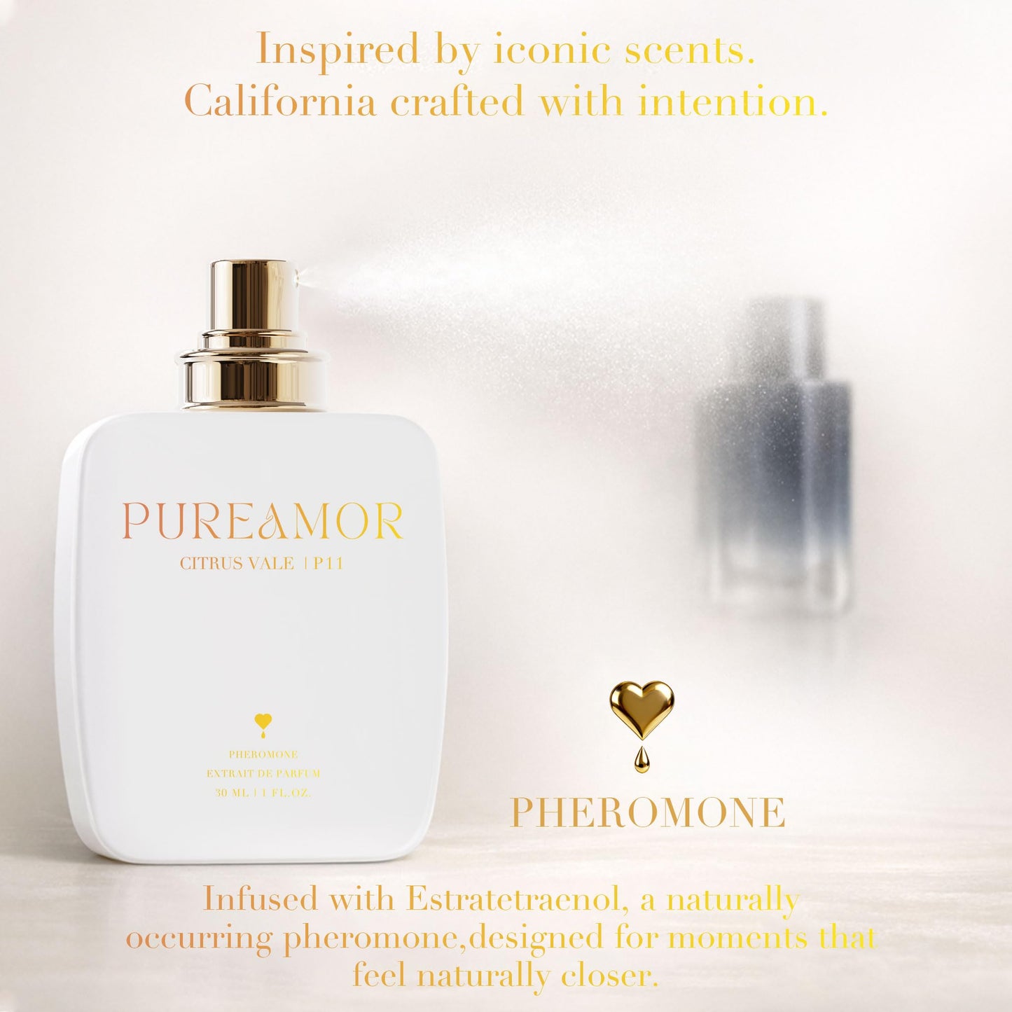 PUREAMOR Pheromone Perfume for Women, Moonlight Mellow Extrait de Parfum - Long Lasting Sweet Floral Gourmand Scent, 30% High Concentration, Full Size Fragrance Spray, 1.0 oz / 30 ml