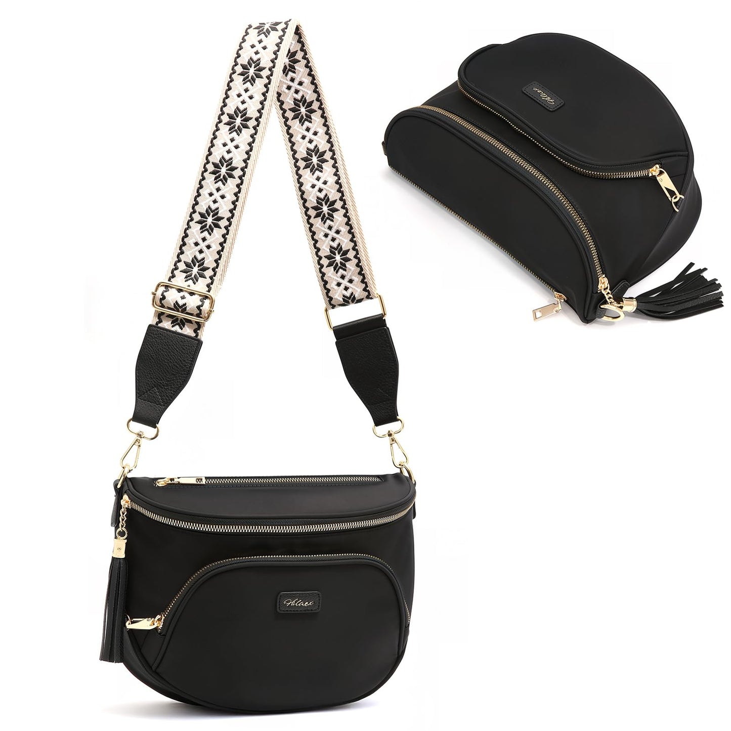 Checkered Crossbody Bag Anti Theft Spacious Bum Bags for Women Nylon Fanny Packs Lightweight Purse Wallet for Travel