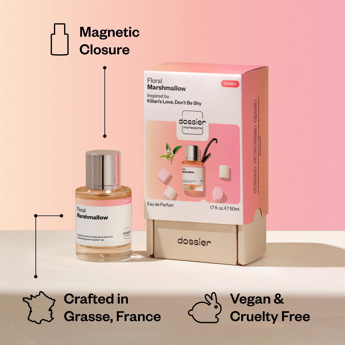 Dossier - Ambery Vanilla - Eau de Parfum - Vanilla Perfume - Inspired by Black Opium - Long-Lasting Fragrance - Feminine - 1.7 fl oz (50ml)
