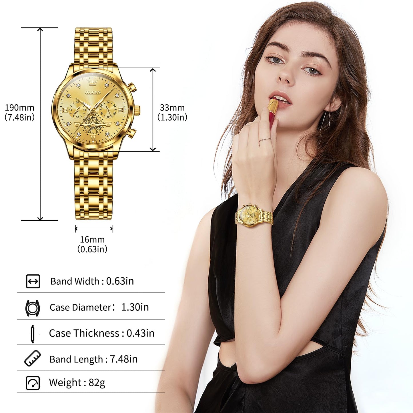 OLEVS Watch Women Silver Watches for Women Luxury for Small Wrists Dress Stainless Steel Women's Wrist Watches Easy to Read Reloj para Mujer Black/Blue/Gold/Green/Pink/Purple