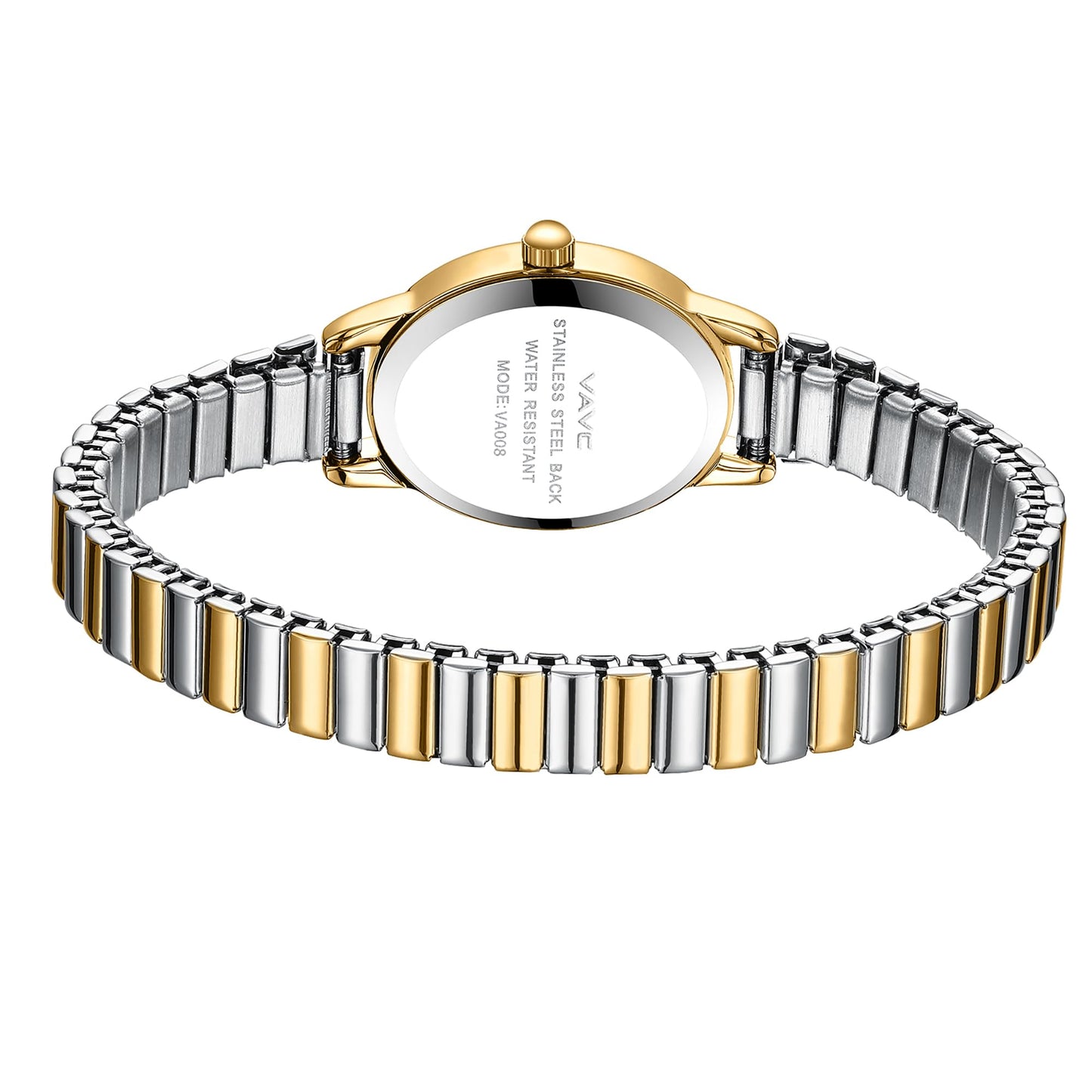 Small Gold Watches for Women,Analog Womens Watch with Stainless Steel Expansion Band,Oval Case Roman Dial,Water Resistant
