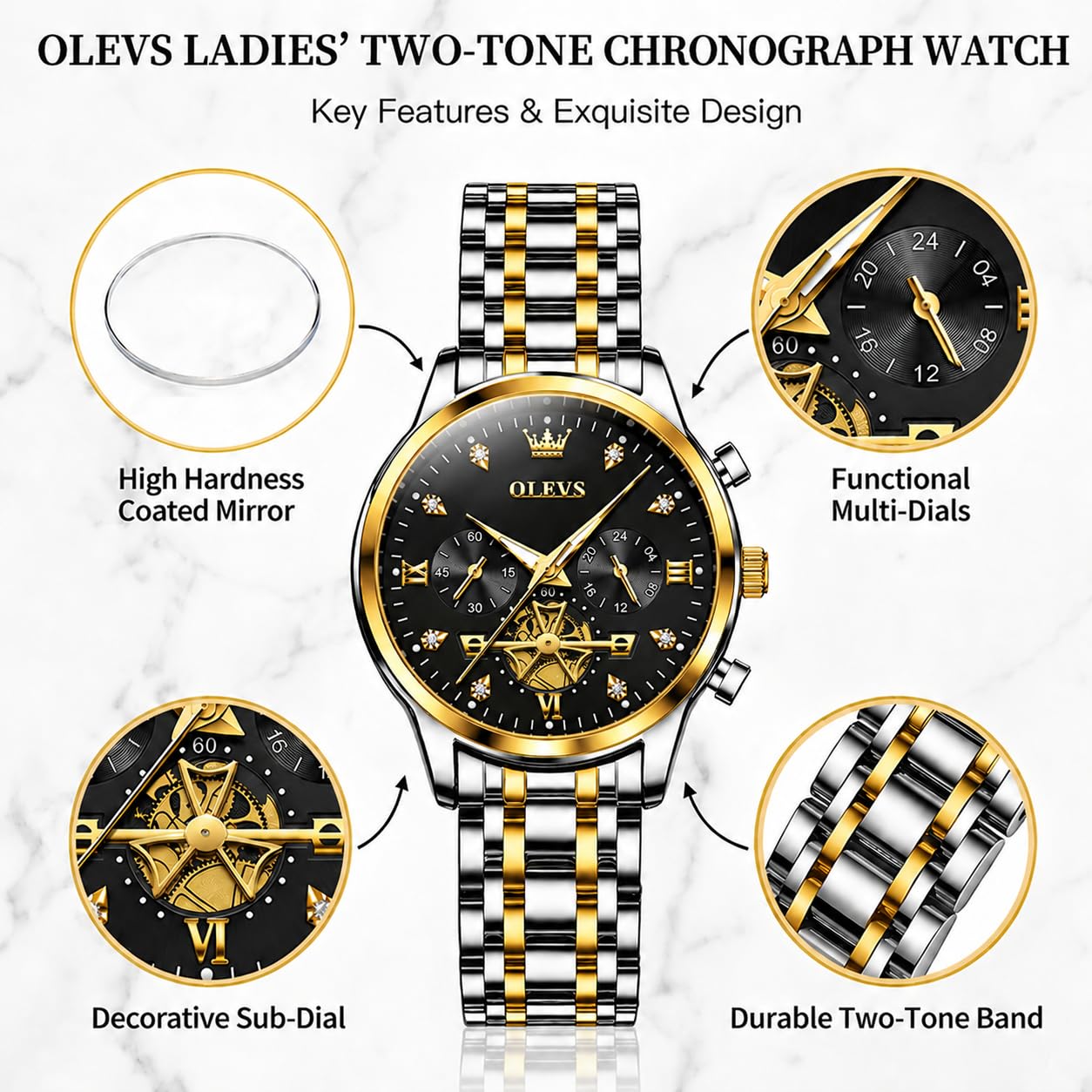 OLEVS Watch Women Silver Watches for Women Luxury for Small Wrists Dress Stainless Steel Women's Wrist Watches Easy to Read Reloj para Mujer Black/Blue/Gold/Green/Pink/Purple