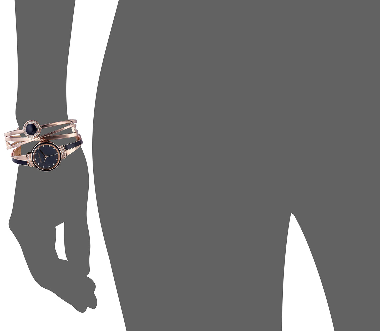 Anne Klein Women's Premium Crystal Accented Watch and Bangle Set