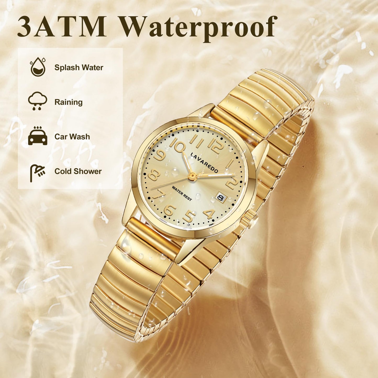 Elegant Gold Watches for Women Small Analog Watch, Waterproof Ladies Watches with Stainless Steel Expansion Band and Luminous Dial - Fashionable Christmas & Birthday Gifts for Women