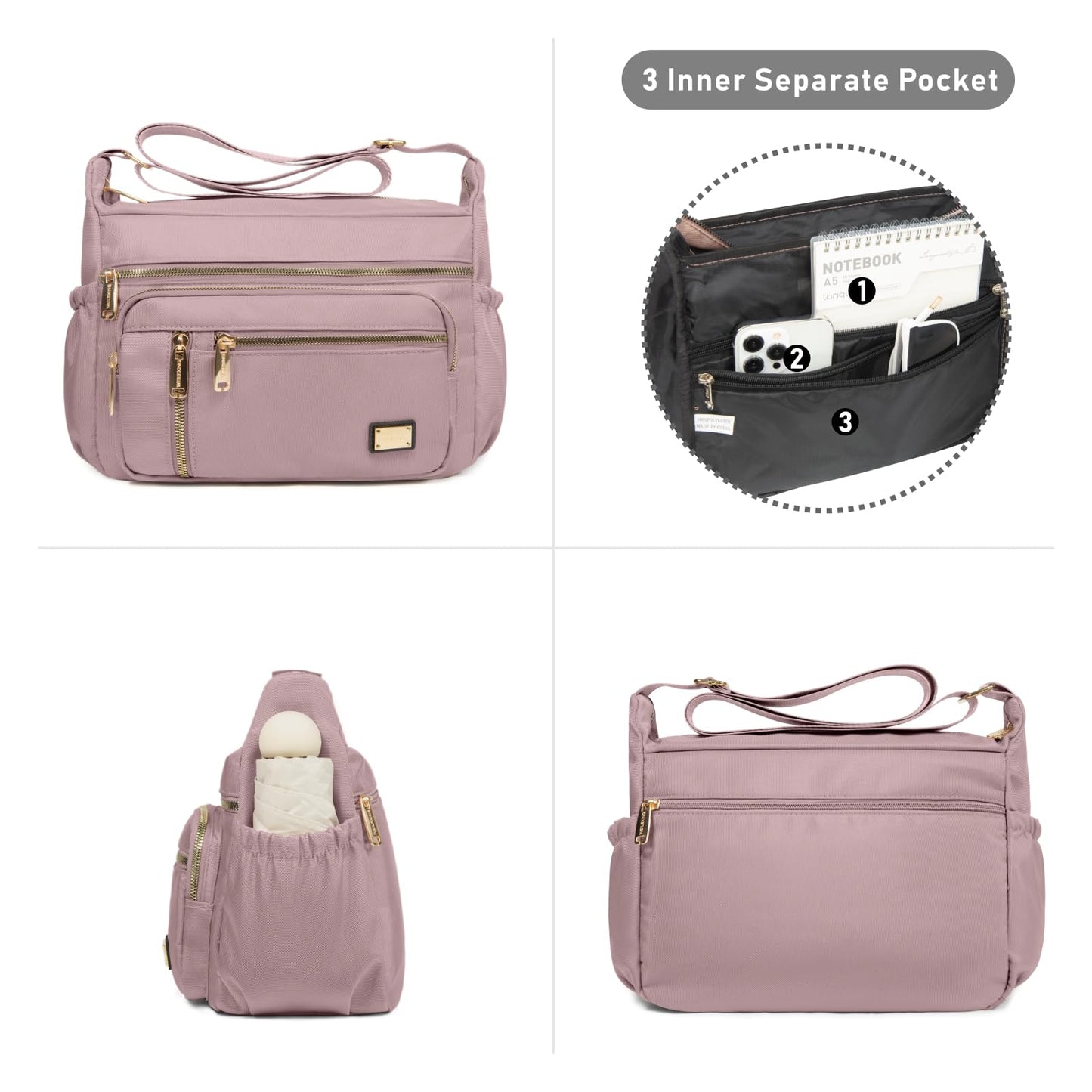 NPBAG Crossbody Bag for Women, Shoulder Purse Handbag Messenger Bag, Trendy Pocketbooks, Waterproof and Multi-Pockets