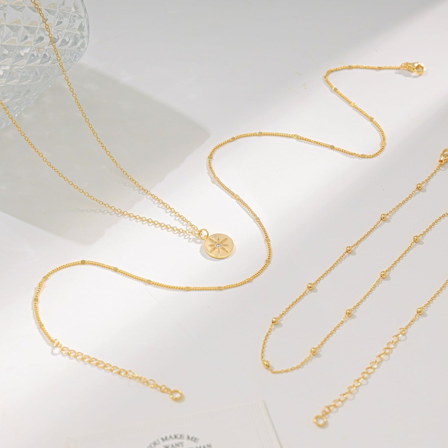 Layered Necklaces for Women, Dainty 14K Gold Plated Circle Peadant Chain Necklace Set Simple Paperclip Stacked Necklaces for Women Trendy Gold Jewelry