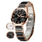 OLEVS Women's Watch Ceramic Band Waterproof Dress Watch Analog Quartz Watches Elegant Luxury Comfortable Wrist Watches with Date Day & Diamond White/Pink/Black Dial Gift for Her Reloj para Mujer