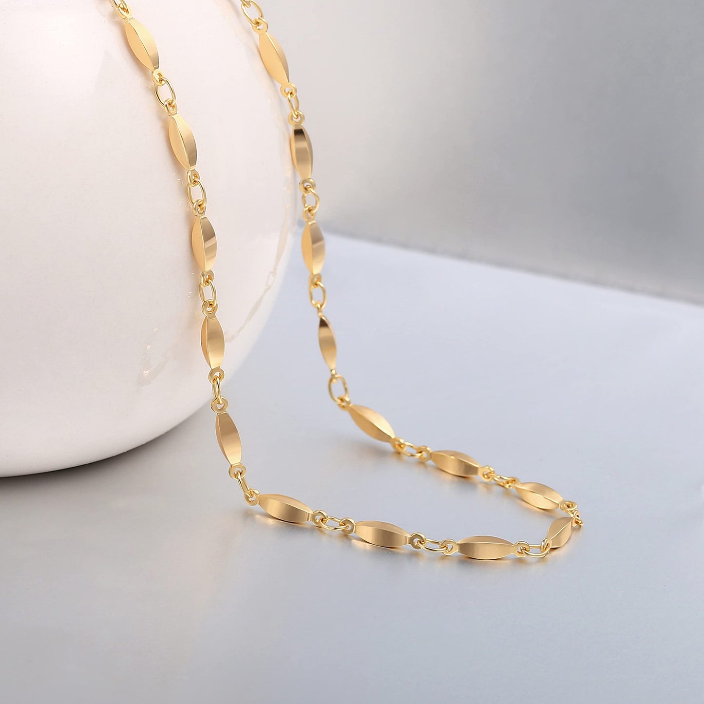 Aobei Pearl 18K Gold Plated Paperclip Chain Choker Satellite Chain Freshwater Cultured Biwa Pearl Pendant Necklace Dainty Turquoise Jewelry for Women