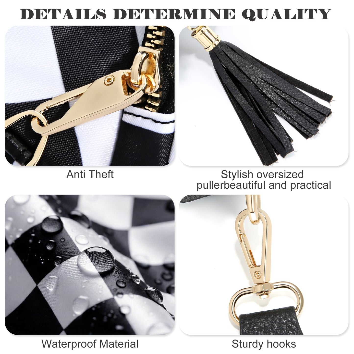 Checkered Crossbody Bag Anti Theft Spacious Bum Bags for Women Nylon Fanny Packs Lightweight Purse Wallet for Travel