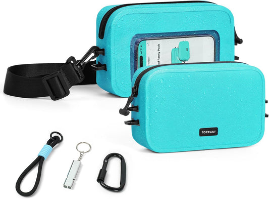 TOPEAST Waterproof Fanny Pack for Women & Men, Waterproof Belt Bag with Phone Pouch, Adjustable Crossbody & Waist Pack for Swimming, Hiking, Beach & Outdoors Essentials, Blue