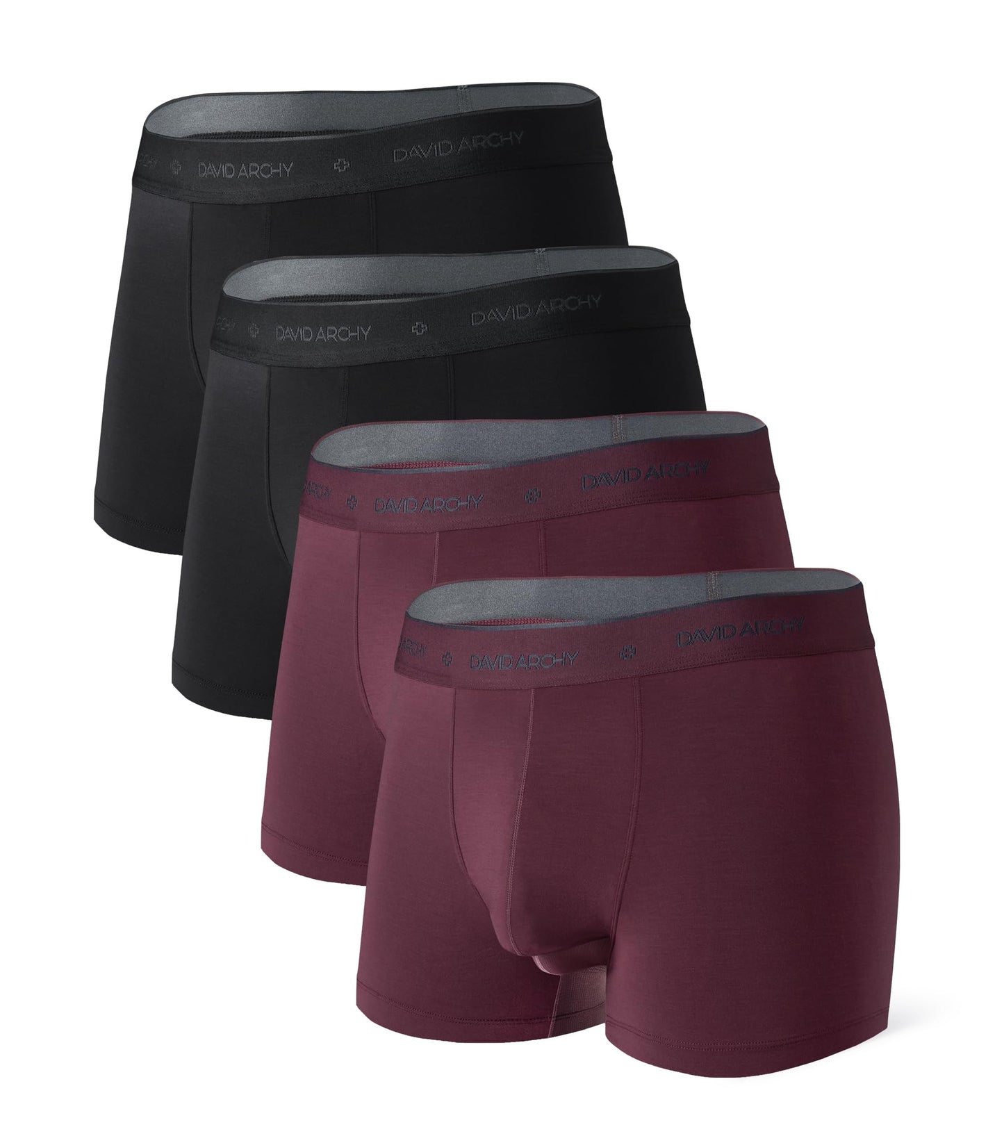 DAVID ARCHY Men's Underwear Modal Boxer Briefs Trunks Multi-Pack | Dual Pouch with Fly, Ultra Soft Second Skin Feel, Breathable Stretch Spandex, Anti Chafing, Daily Lounging Work Travel