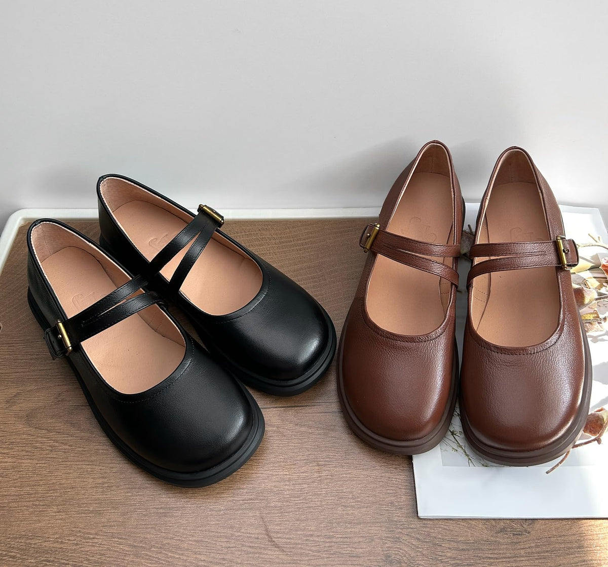 BEROBELLO Women's Retro T-Strap Mary Jane Flats Soft Leather Dress ShoesBEROBELLO Women's Retro T-Strap Mary Jane Flats Soft Leather Dress Shoes
