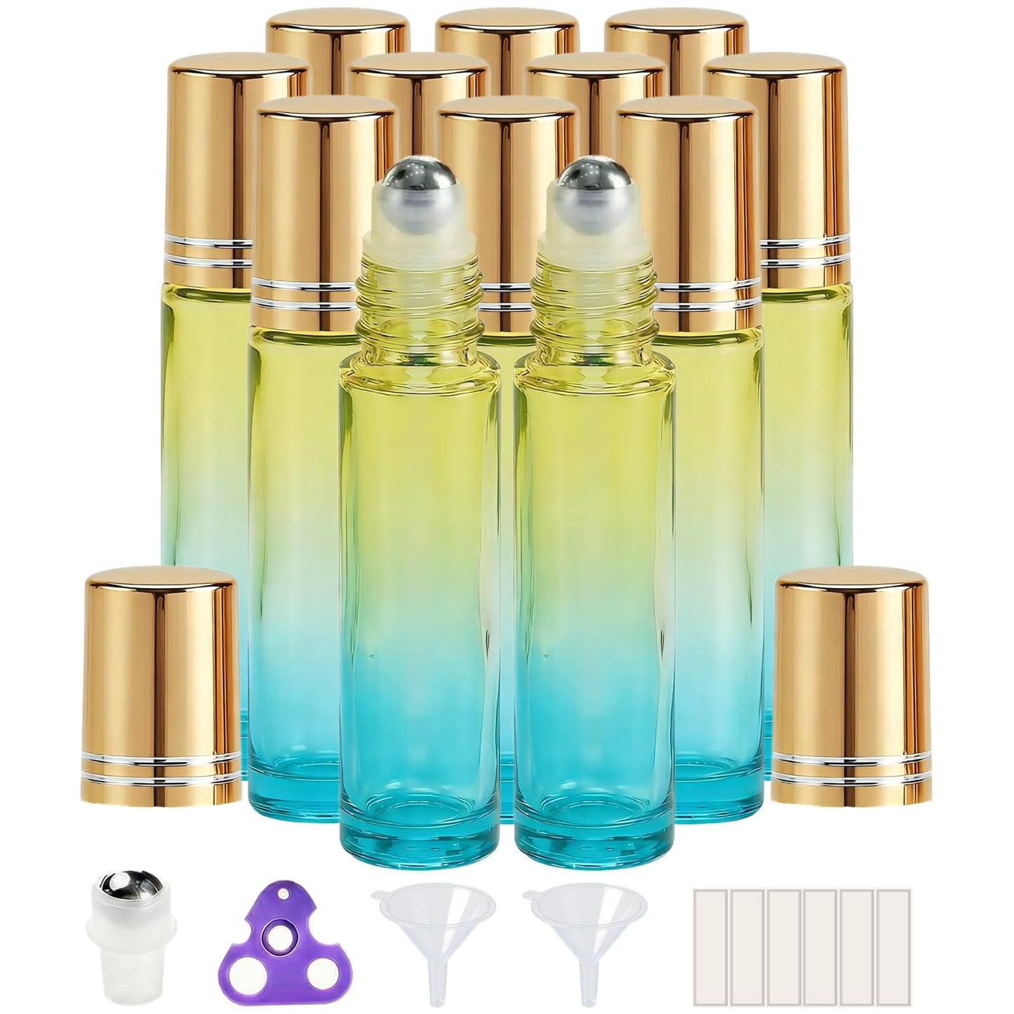 PrettyCare 4 Pack Amber Glass Oil Roller Bottles for Essential Oils 10ml, Roll On Bottles with Stainless Steel Roller Ball Leak-Proof Perfume Travel Refillable Bottle Empty, Beauty & Personal Care