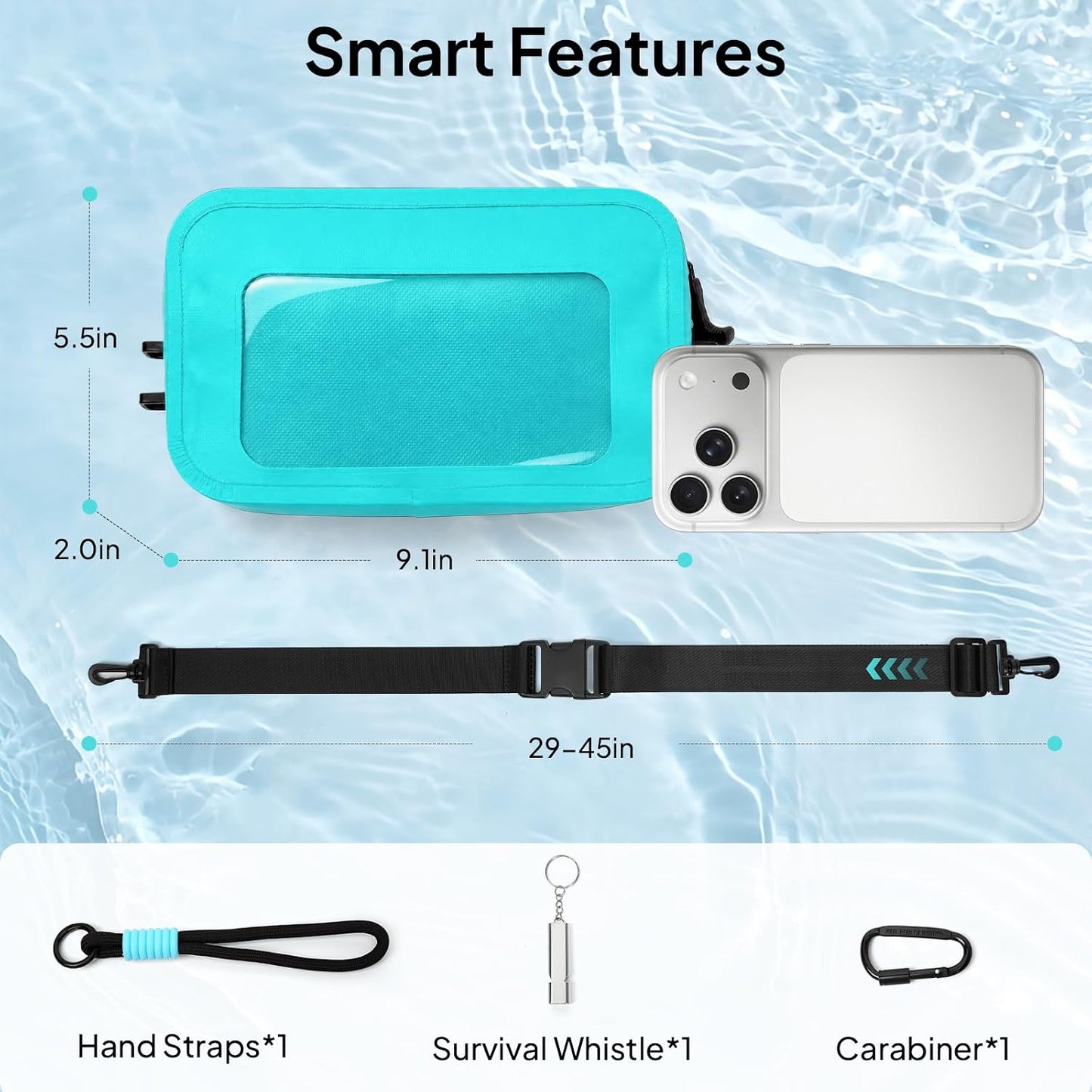 TOPEAST Waterproof Fanny Pack for Women & Men, Waterproof Belt Bag with Phone Pouch, Adjustable Crossbody & Waist Pack for Swimming, Hiking, Beach & Outdoors Essentials, Blue