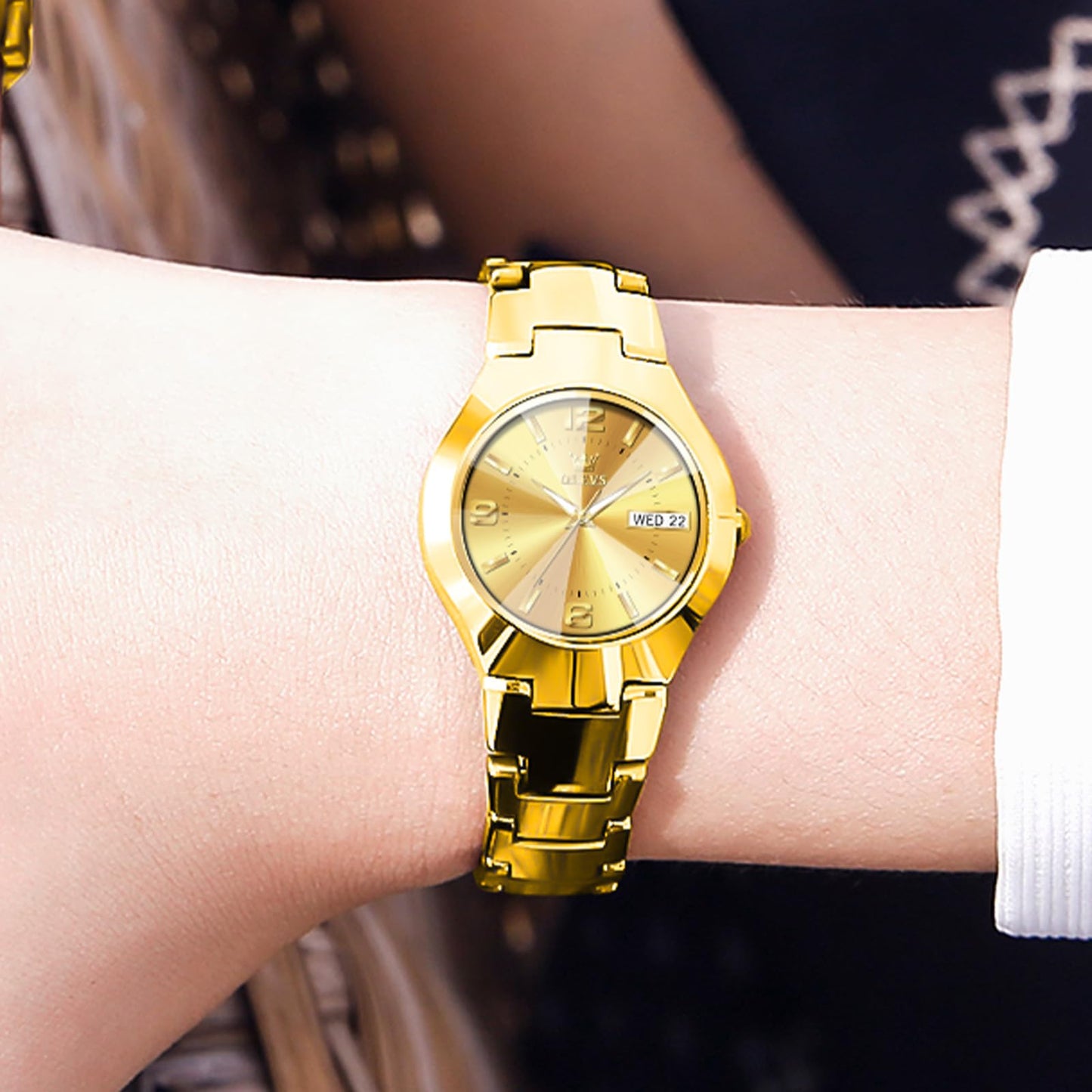 OLEVS Women's Watch Ceramic Band Waterproof Dress Watch Analog Quartz Watches Elegant Luxury Comfortable Wrist Watches with Date Day & Diamond White/Pink/Black Dial Gift for Her Reloj para Mujer