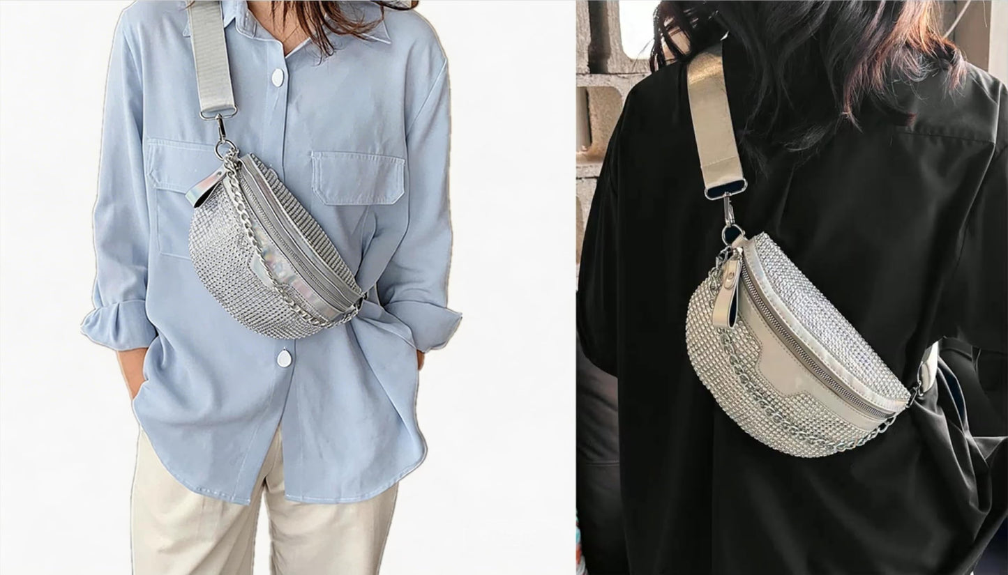 Thick Chain Women's Fanny Pack Plaid leather Waist Bag Shoulder Crossbody Chest Bags Luxury Designer Handbags Female Belt Bag