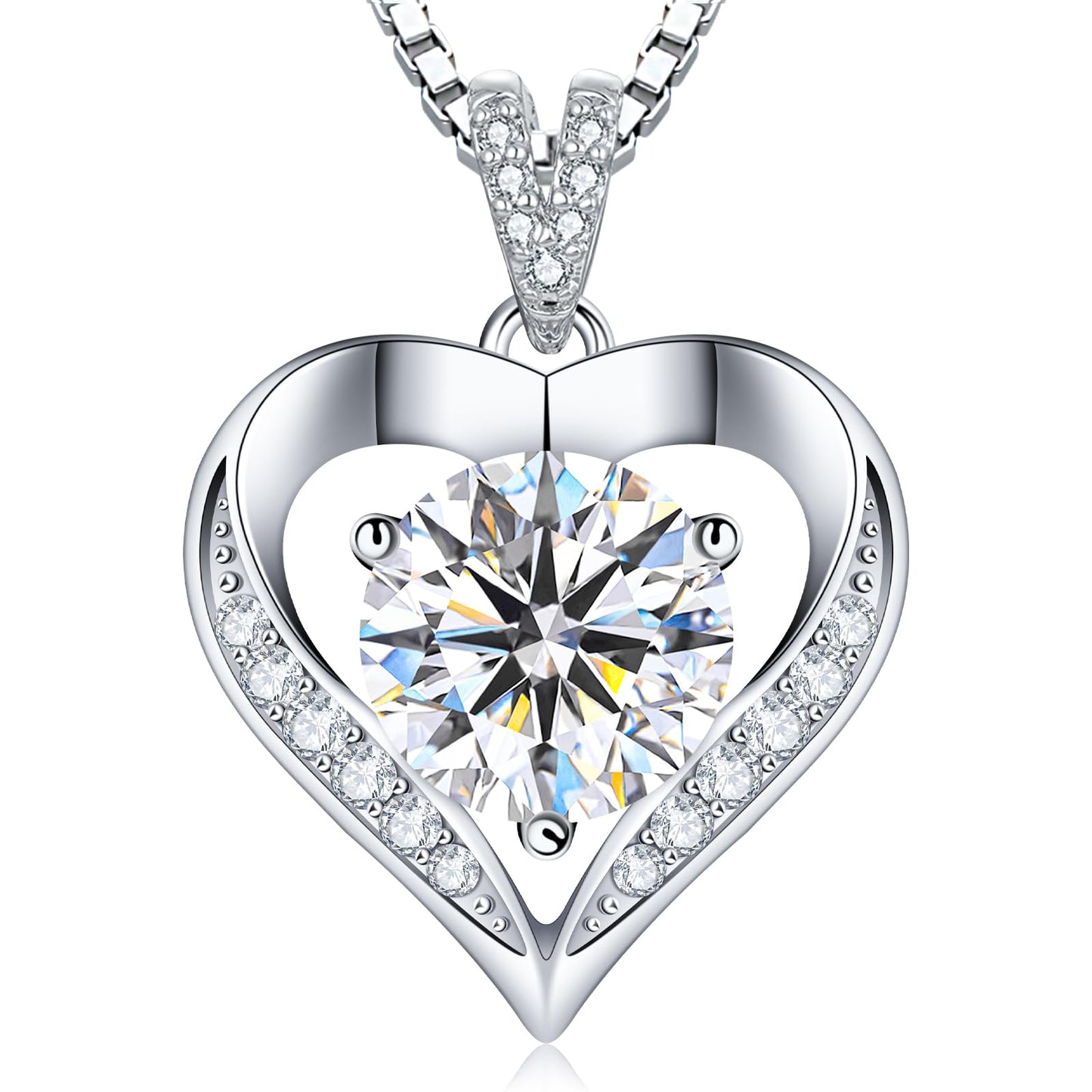 Gorgeous Moissanite Necklaces for Women - Sterling Silver 1-3CT D Color Moissanite Pendant Necklace, Mother Day Birthday Gifts for Mom Wife Girlfriend Daughter, Wedding Anniversary Christmas Jewelry Gift
