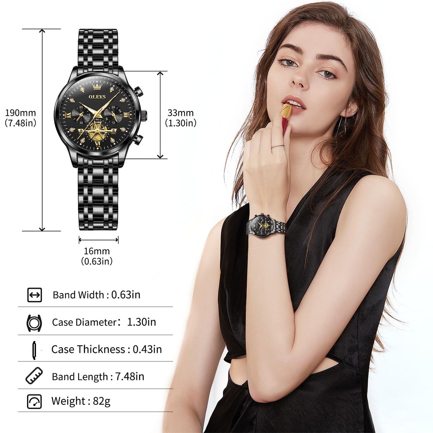 OLEVS Watch Women Silver Watches for Women Luxury for Small Wrists Dress Stainless Steel Women's Wrist Watches Easy to Read Reloj para Mujer Black/Blue/Gold/Green/Pink/Purple