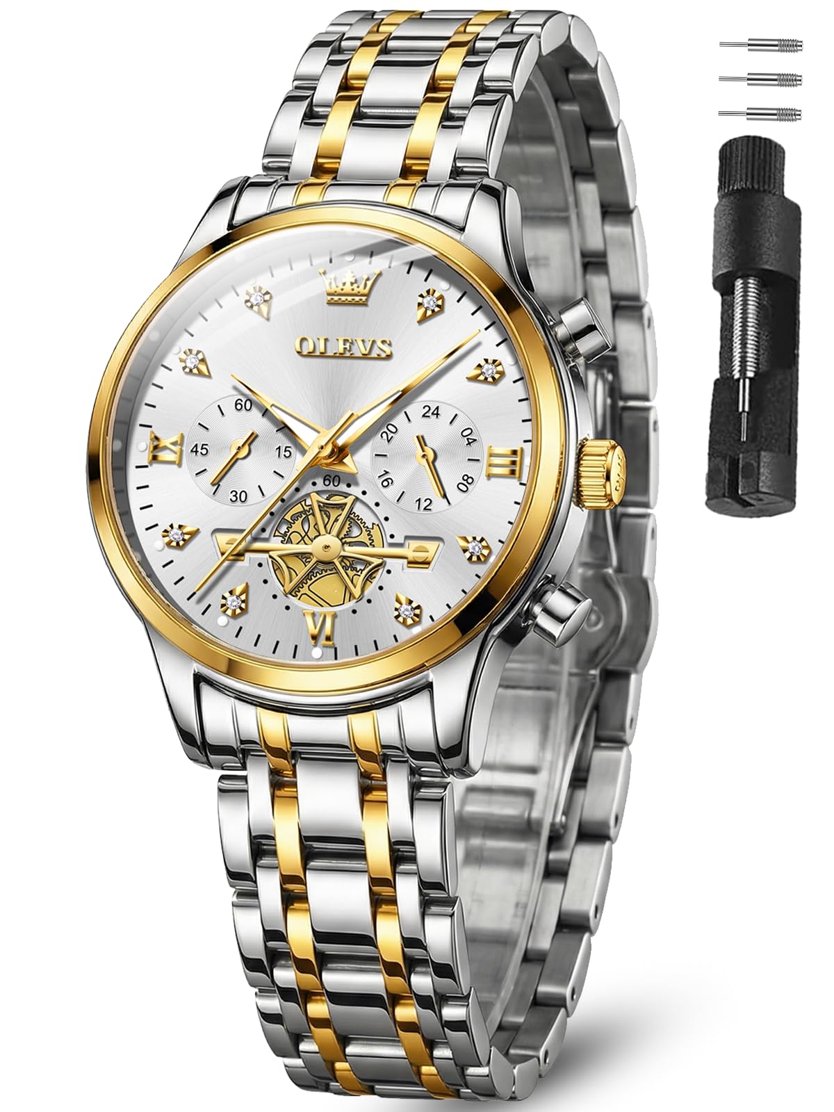 OLEVS Watch Women Silver Watches for Women Luxury for Small Wrists Dress Stainless Steel Women's Wrist Watches Easy to Read Reloj para Mujer Black/Blue/Gold/Green/Pink/Purple