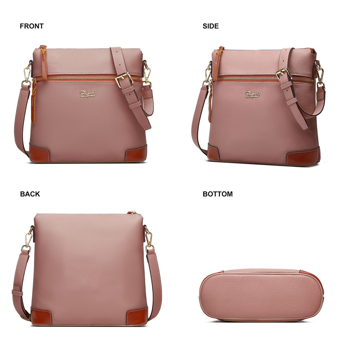 BOYATU Leather Crossbody Bag for Women: Designer Shoulder Purse for Travel - Trendy Genuine Leather Handbag for Everyday