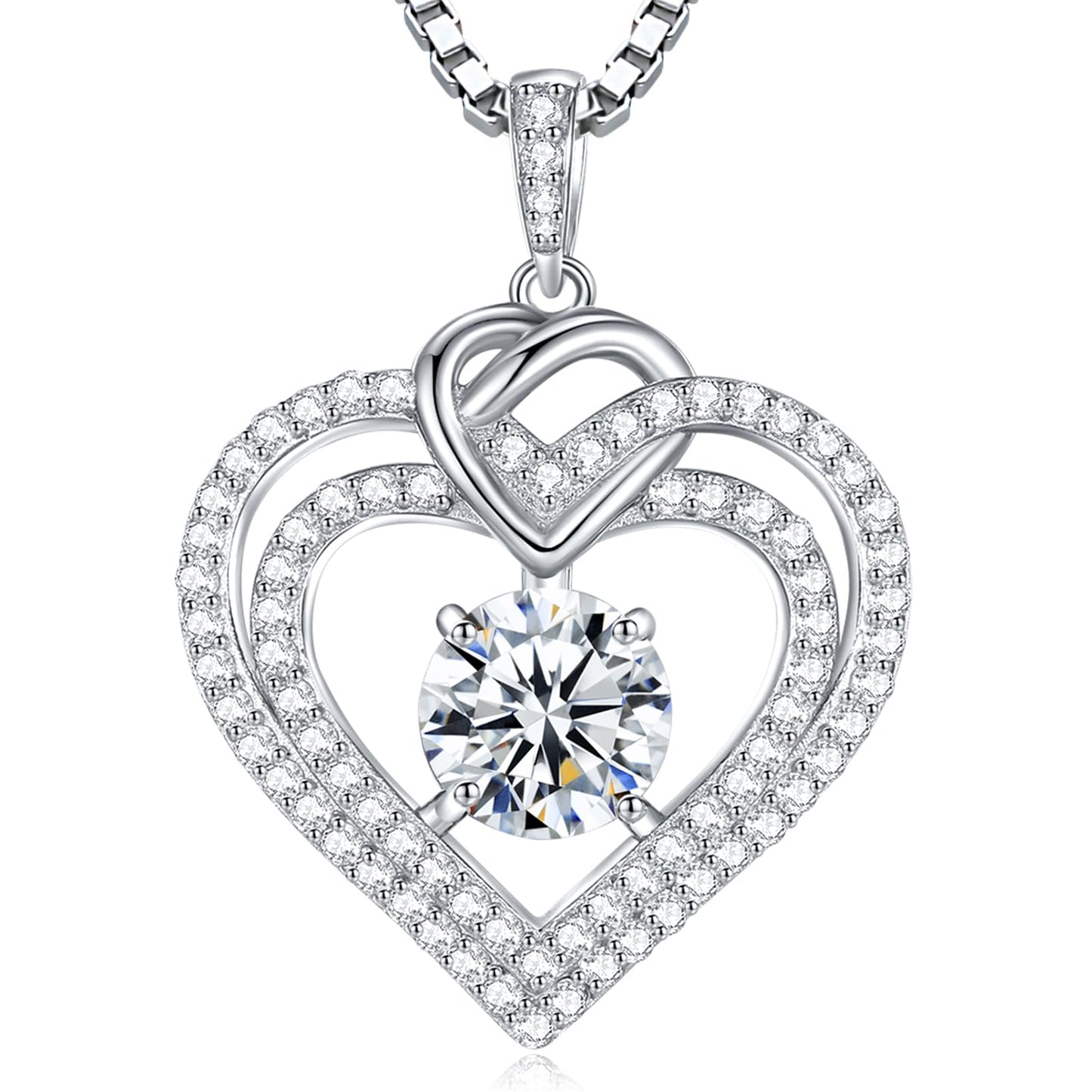 Gorgeous Moissanite Necklaces for Women - Sterling Silver 1-3CT D Color Moissanite Pendant Necklace, Mother Day Birthday Gifts for Mom Wife Girlfriend Daughter, Wedding Anniversary Christmas Jewelry Gift