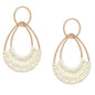 Raffia Hoop Earrings for Women Fun Boho Summer Beach Earrings Lightweight Handmade Straw Wicker Rattan Dangle Earrings Statement Geometric Round Drop Earrings