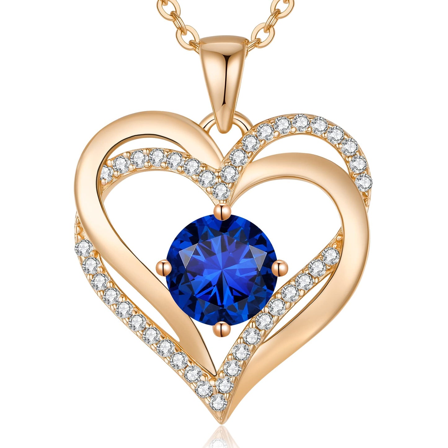 LOUISA SECRET Double Love Heart Birthstone Necklaces for Women, Birthday Gift for Girlfriend, Anniversary Jewelry Gift for Her, 925 Sterling Silver Jewelry Christmas Anniversary Birthday Present Gifts for Wife Girlfriend Mom Grandma Daughter