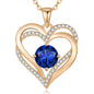 LOUISA SECRET Double Love Heart Birthstone Necklaces for Women, Birthday Gift for Girlfriend, Anniversary Jewelry Gift for Her, 925 Sterling Silver Jewelry Christmas Anniversary Birthday Present Gifts for Wife Girlfriend Mom Grandma Daughter