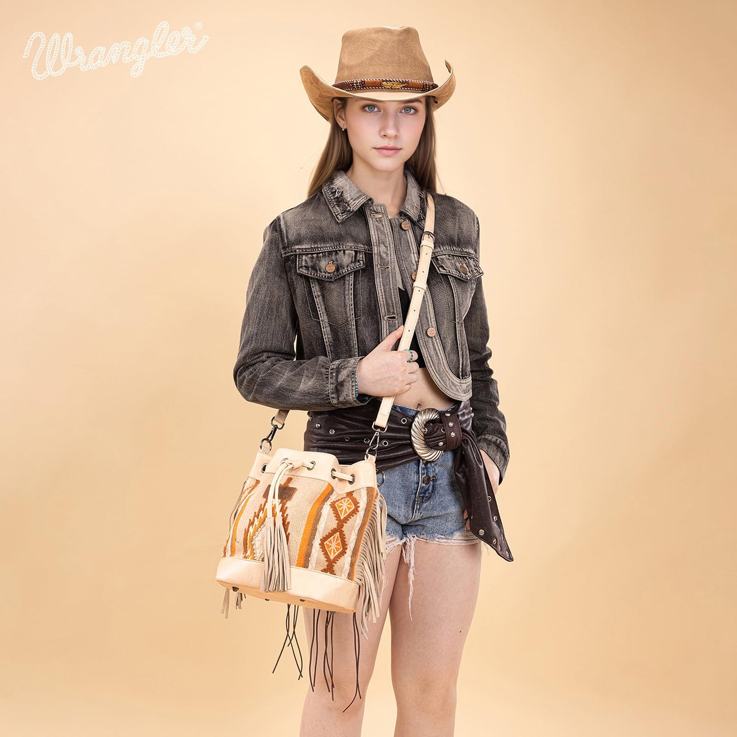 Wrangler Hobo Bags for Women Designer Aztec Bucket Purses Western Tapestry Shoulder Handbags