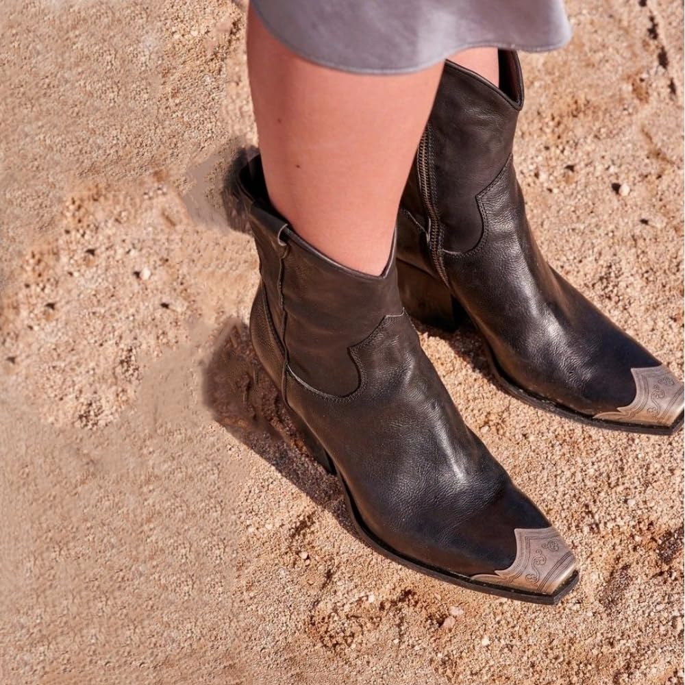 keleimusi Women's Western Cowgirl Ankle Boots Stacked Block Heel Cowboy Booties Steel Toe Heeled Short Cowboy Boots Side Zipper Western Booties for Womenkeleimusi Women's Western Cowgirl Ankle Boots Stacked Block Heel Cowboy Booties St…