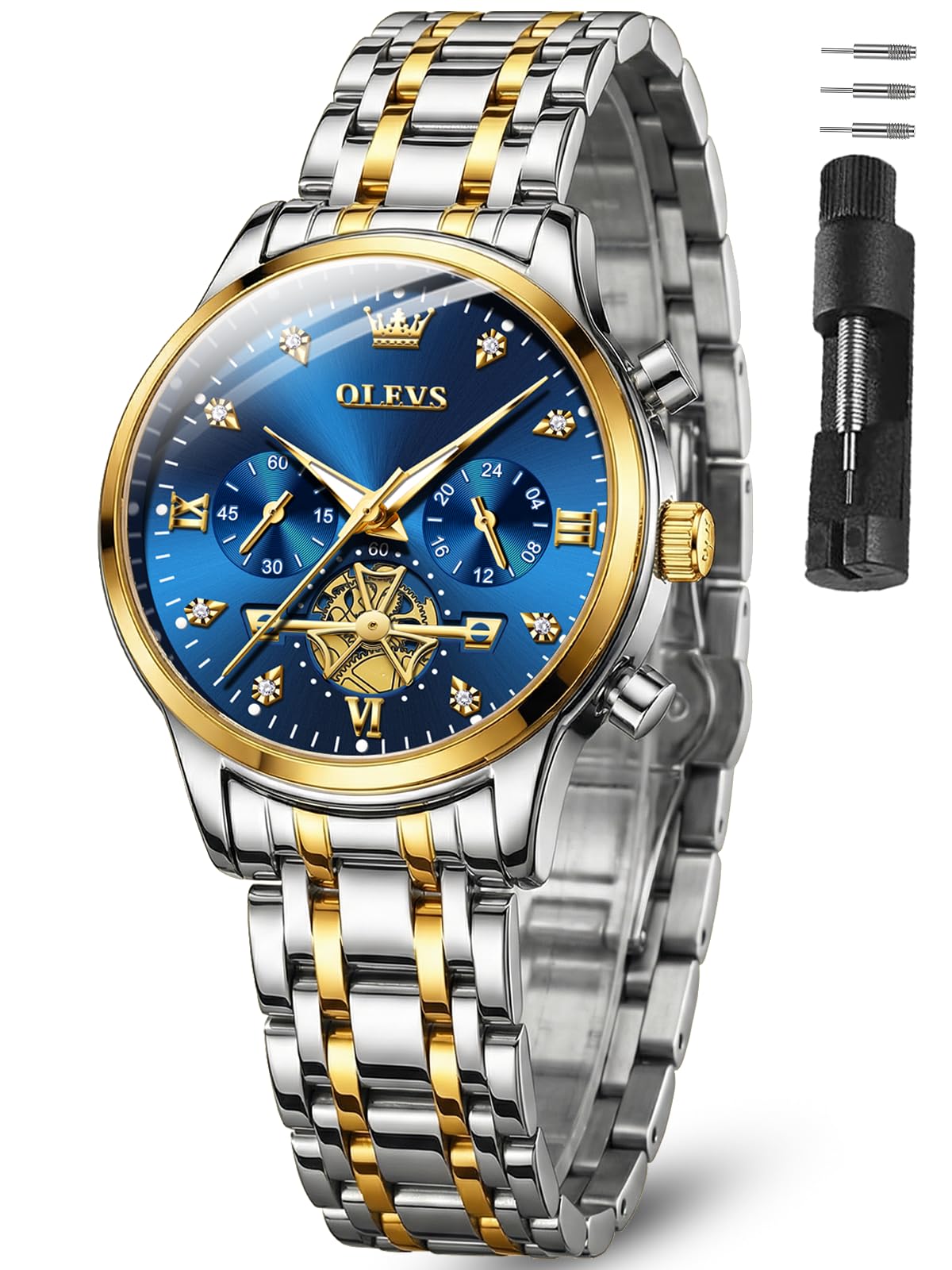 OLEVS Watch Women Silver Watches for Women Luxury for Small Wrists Dress Stainless Steel Women's Wrist Watches Easy to Read Reloj para Mujer Black/Blue/Gold/Green/Pink/Purple