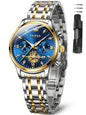 OLEVS Watch Women Silver Watches for Women Luxury for Small Wrists Dress Stainless Steel Women's Wrist Watches Easy to Read Reloj para Mujer Black/Blue/Gold/Green/Pink/Purple