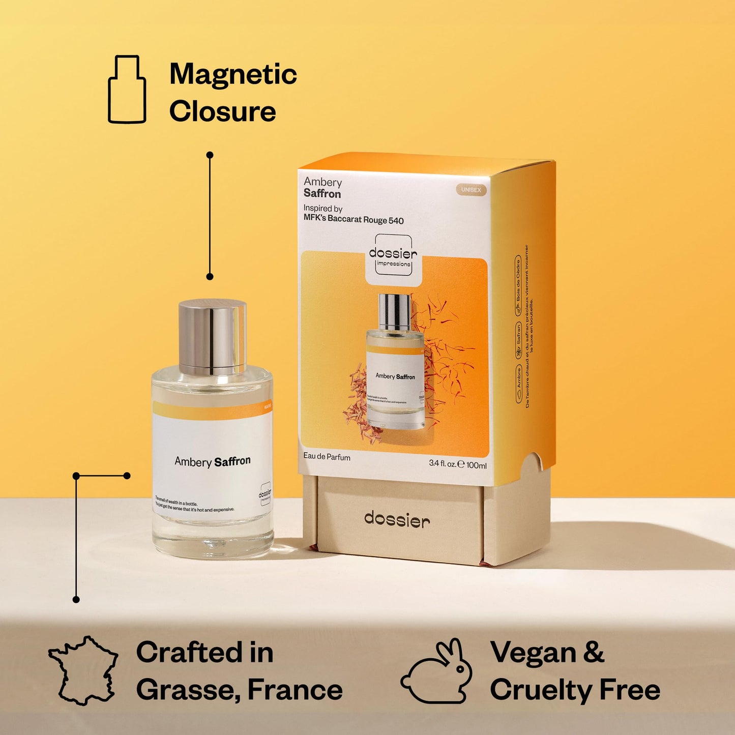 Dossier - Ambery Vanilla - Eau de Parfum - Vanilla Perfume - Inspired by Black Opium - Long-Lasting Fragrance - Feminine - 1.7 fl oz (50ml)
