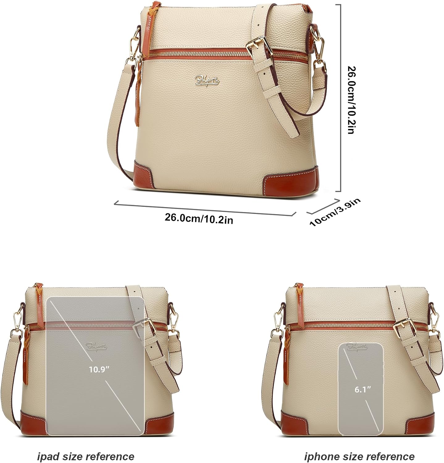 BOYATU Leather Crossbody Bag for Women: Designer Shoulder Purse for Travel - Trendy Genuine Leather Handbag for Everyday