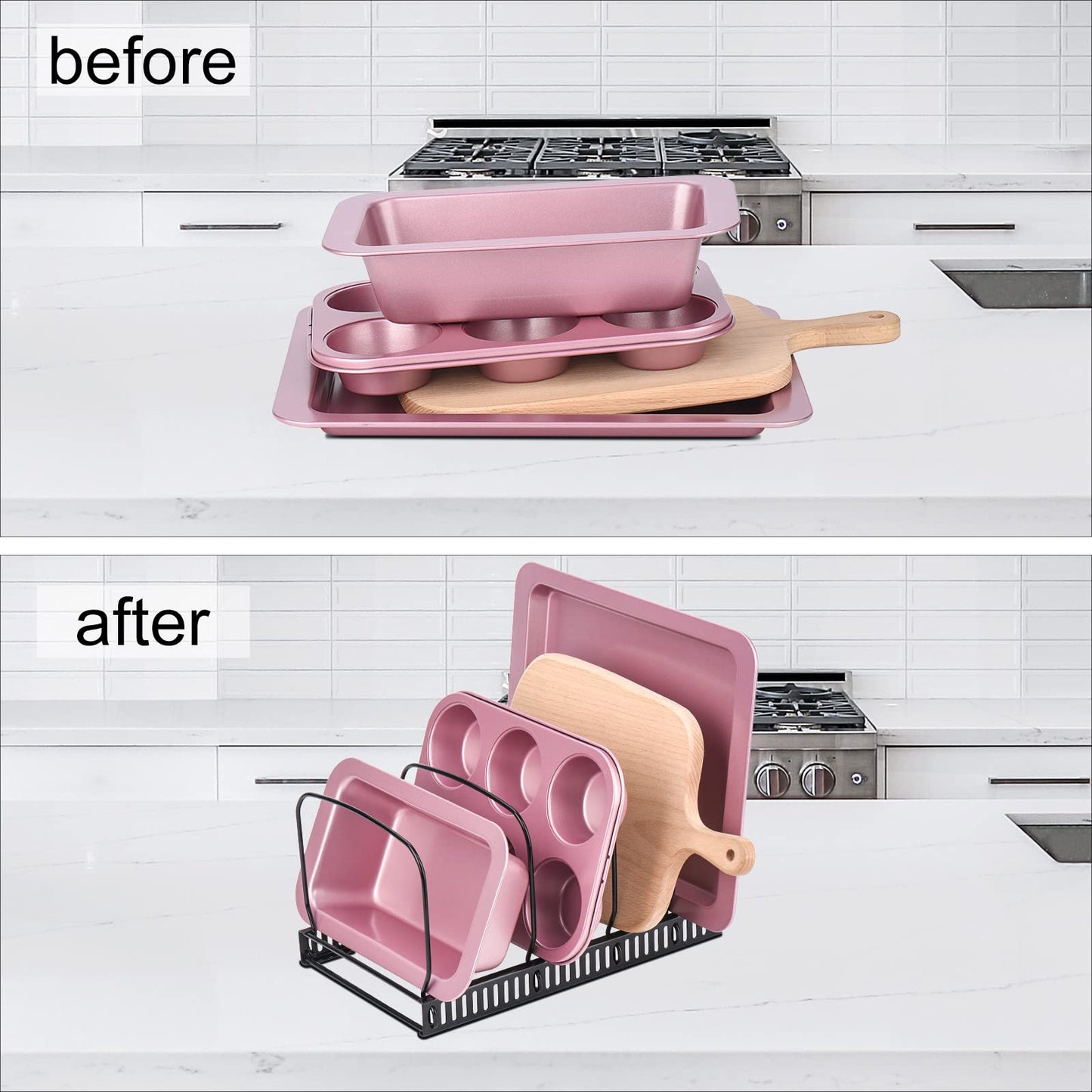 Adjustable Cookware Organizer Rack for Pots, Pans & Lids