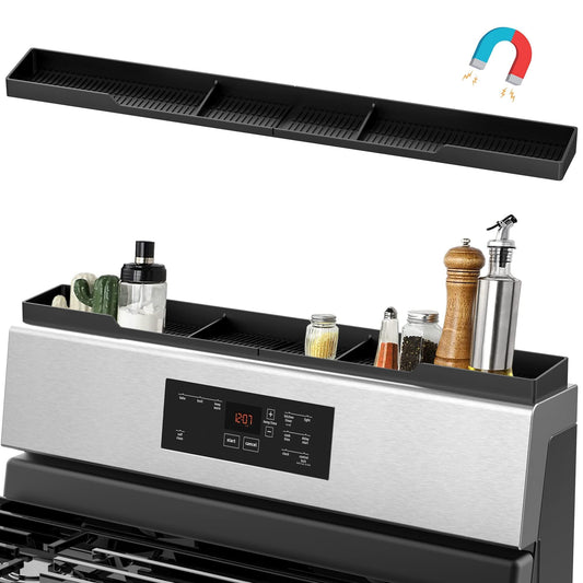 AWOKE Stove Top Shelf - Silicone Material Magnetic Shelf for The Stove - 3 Functional Partitions Kitchen Spice Rack Organizer