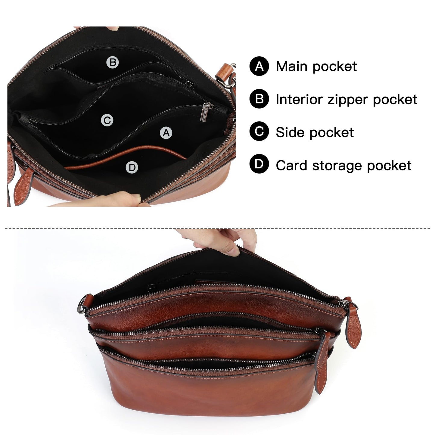 Genuine Leather Purses for Women Vintage Crossbody Bags for Women Hand Bags Women's Shoulder Handbags | Genuine Leather