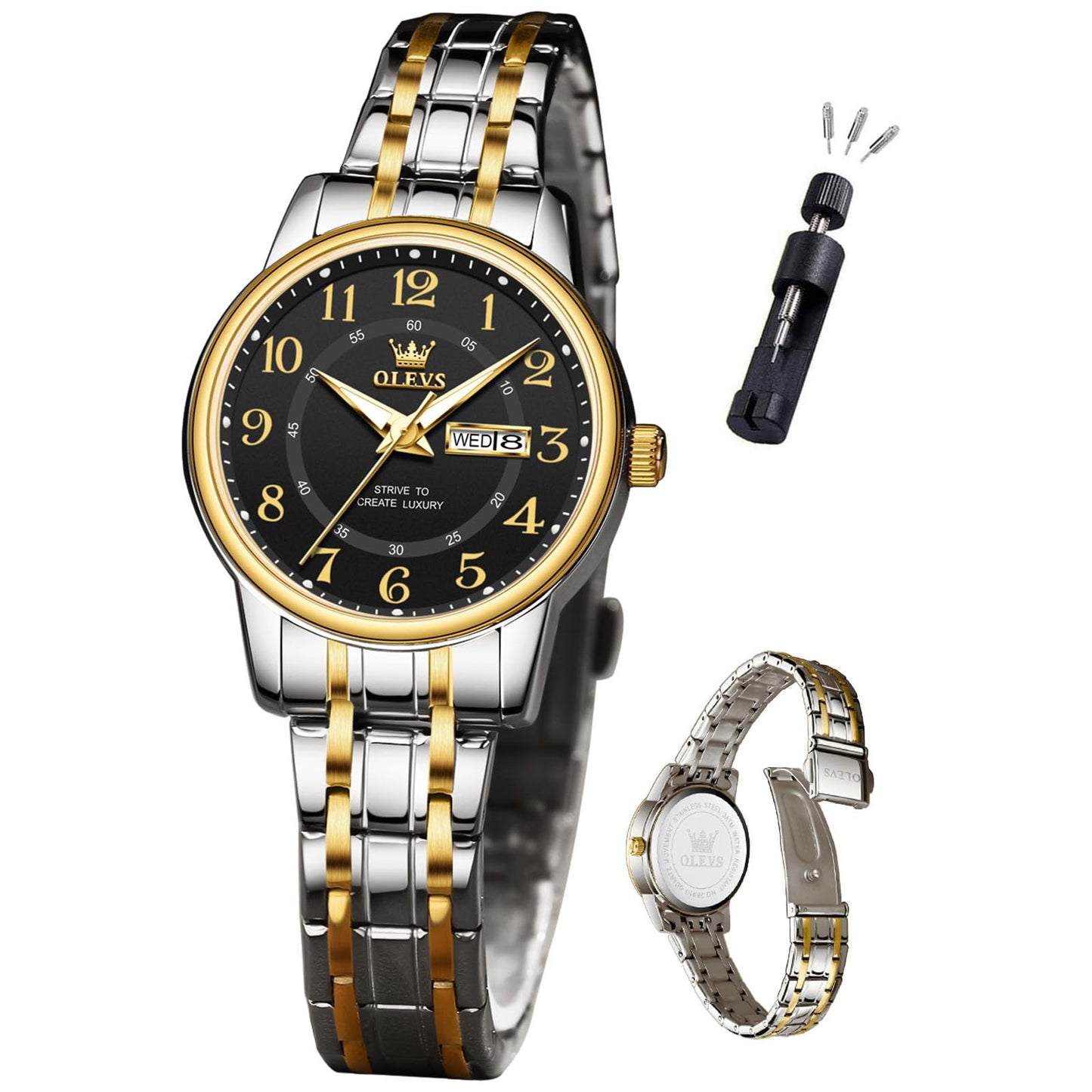 OLEVS Watch for Women Luxury Fashion Diamond Classic Arabic Dial Wrist Women's Watches with Date Waterproof Stainless Steel Quartz Ladies Watch