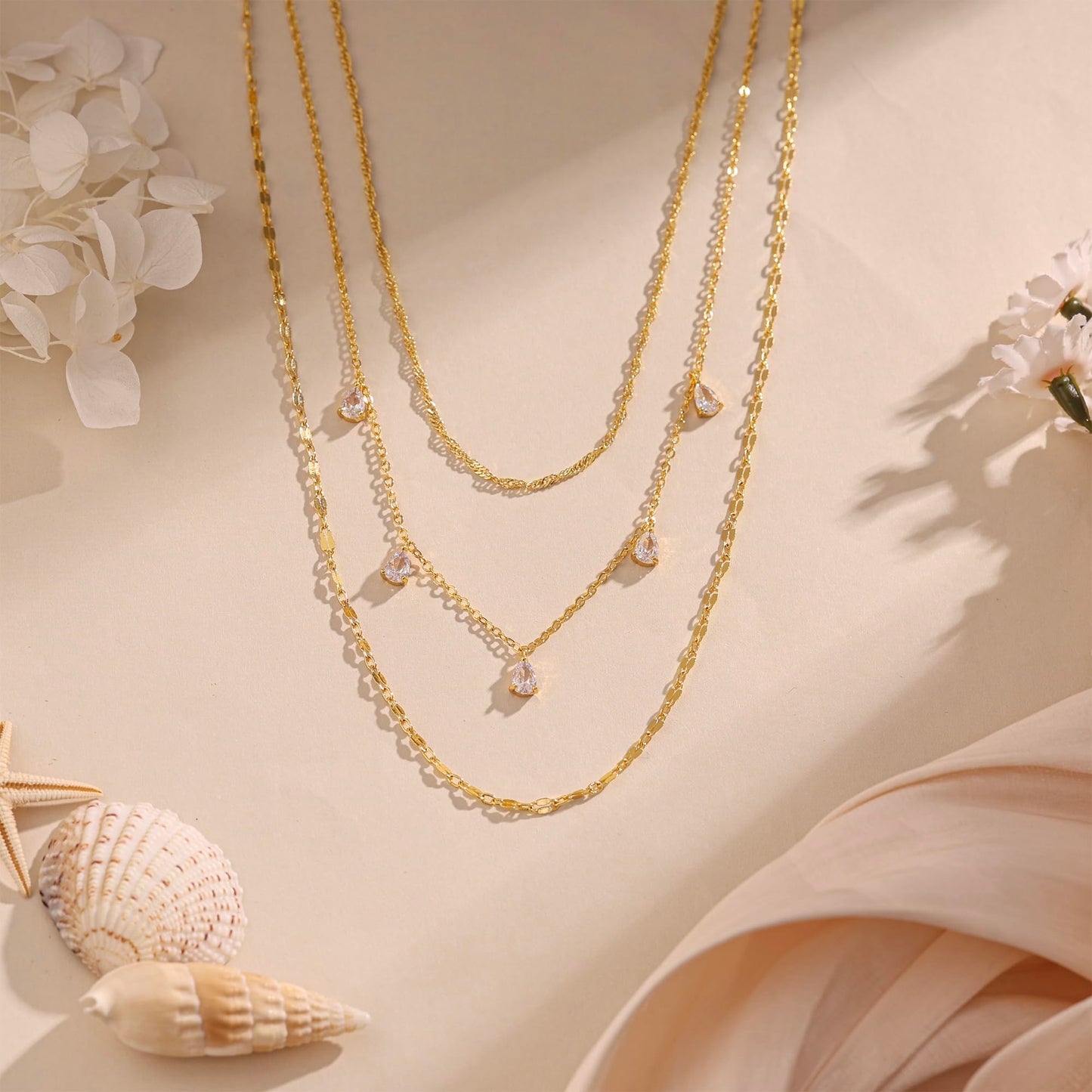 Layered Necklaces for Women, Dainty 14K Gold Plated Circle Peadant Chain Necklace Set Simple Paperclip Stacked Necklaces for Women Trendy Gold Jewelry