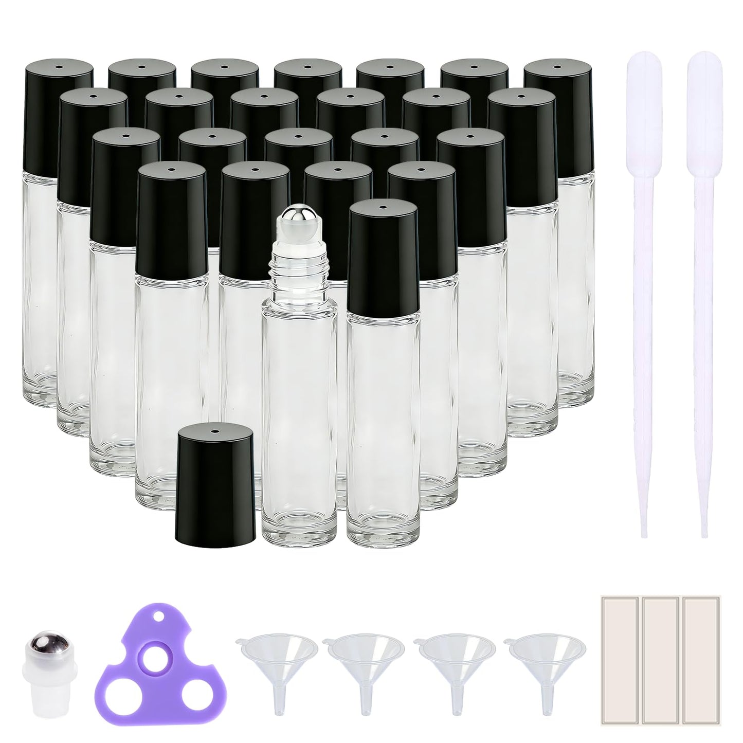 PrettyCare 4 Pack Amber Glass Oil Roller Bottles for Essential Oils 10ml, Roll On Bottles with Stainless Steel Roller Ball Leak-Proof Perfume Travel Refillable Bottle Empty, Beauty & Personal Care